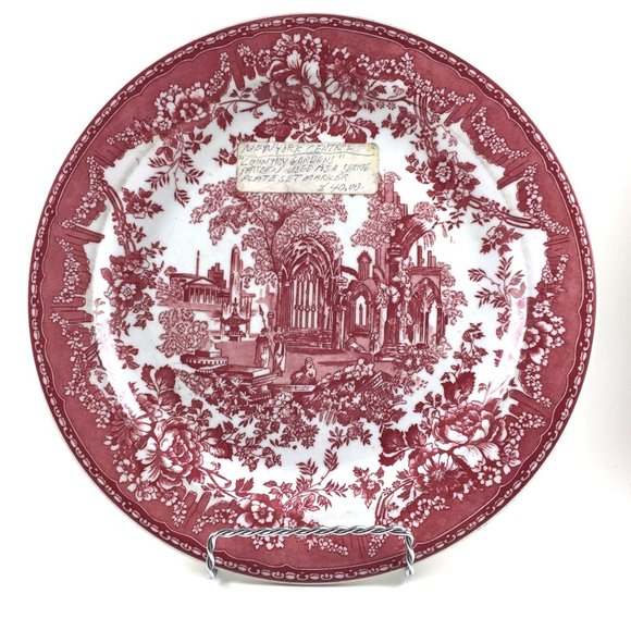 New York Central Country Garden Red Cranberry Transferware Charger Plate Restaur - Picture 1 of 6